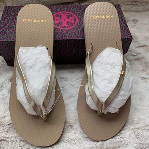 TORY BURCH METALLIC LEATHER FLIP FLOP